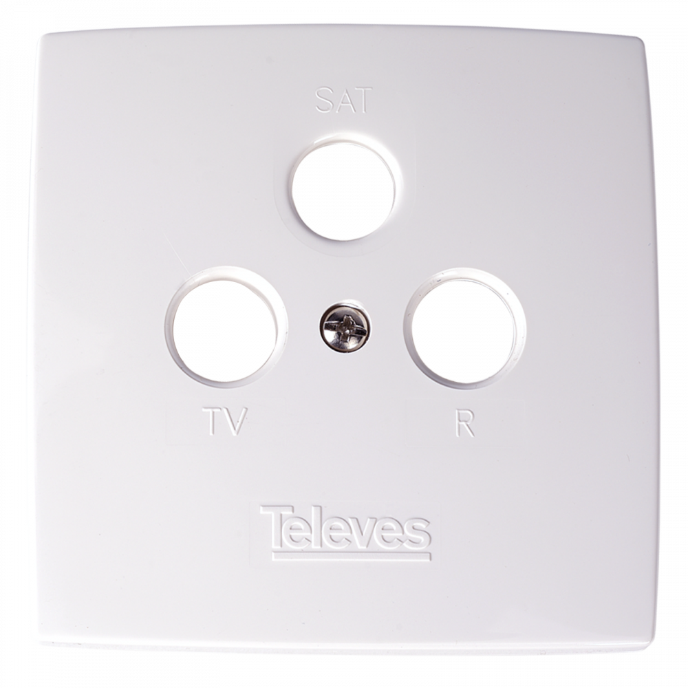Platine Frontale Blanche pour Prise TV-R-SAT