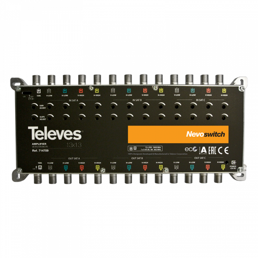 [TVS-714709] Amplificateur 13x13 “F” V.Ret/MATV/BIS G -/27/31dB Vs 112/119dBµV